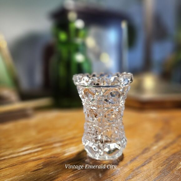 Vtg Clear 1970's Anna hütte 24% Lead Crystal Toothpick Mini Vase West Germany - Picture 13 of 13